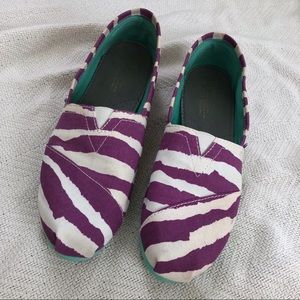 TOMS Purple and White Original Slip-Ons.